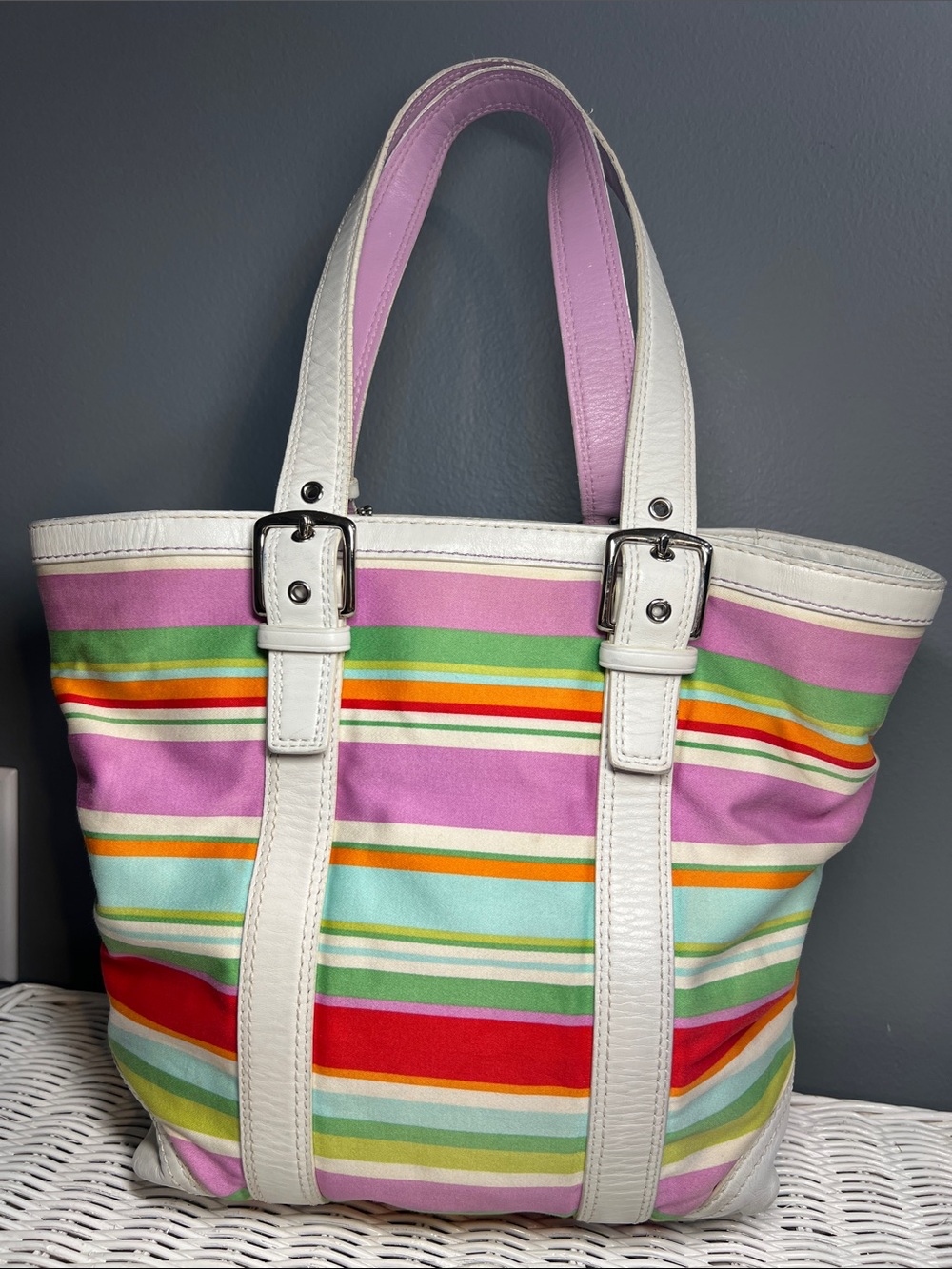 Coach Hampton Multi Striped Tote - Picture 5 of 17